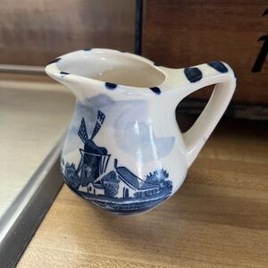 Blue and White Ceramic Delft Holland Pitcher/Creamer